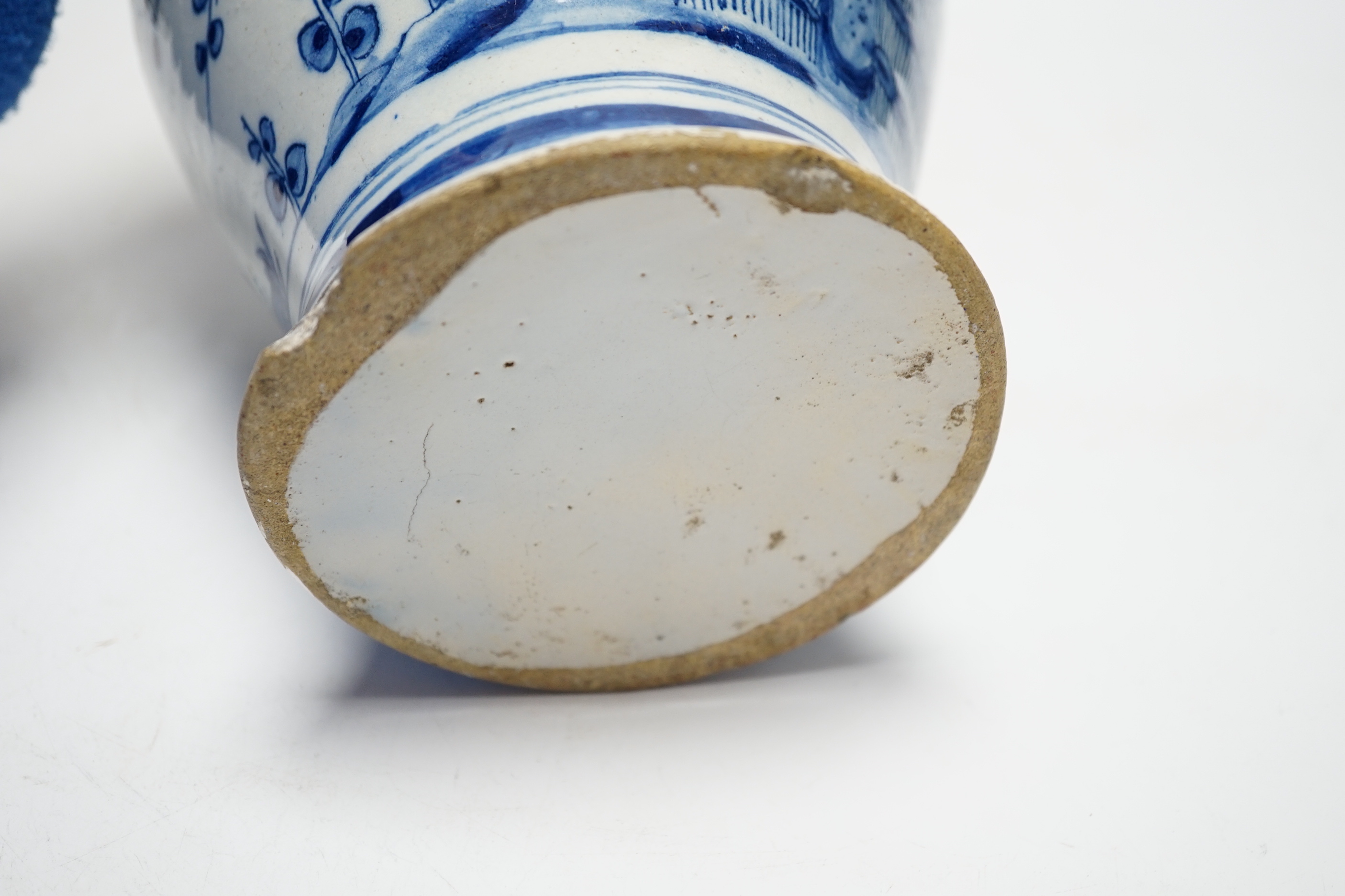 An 18th century Delft Chinese style vase, 23cm